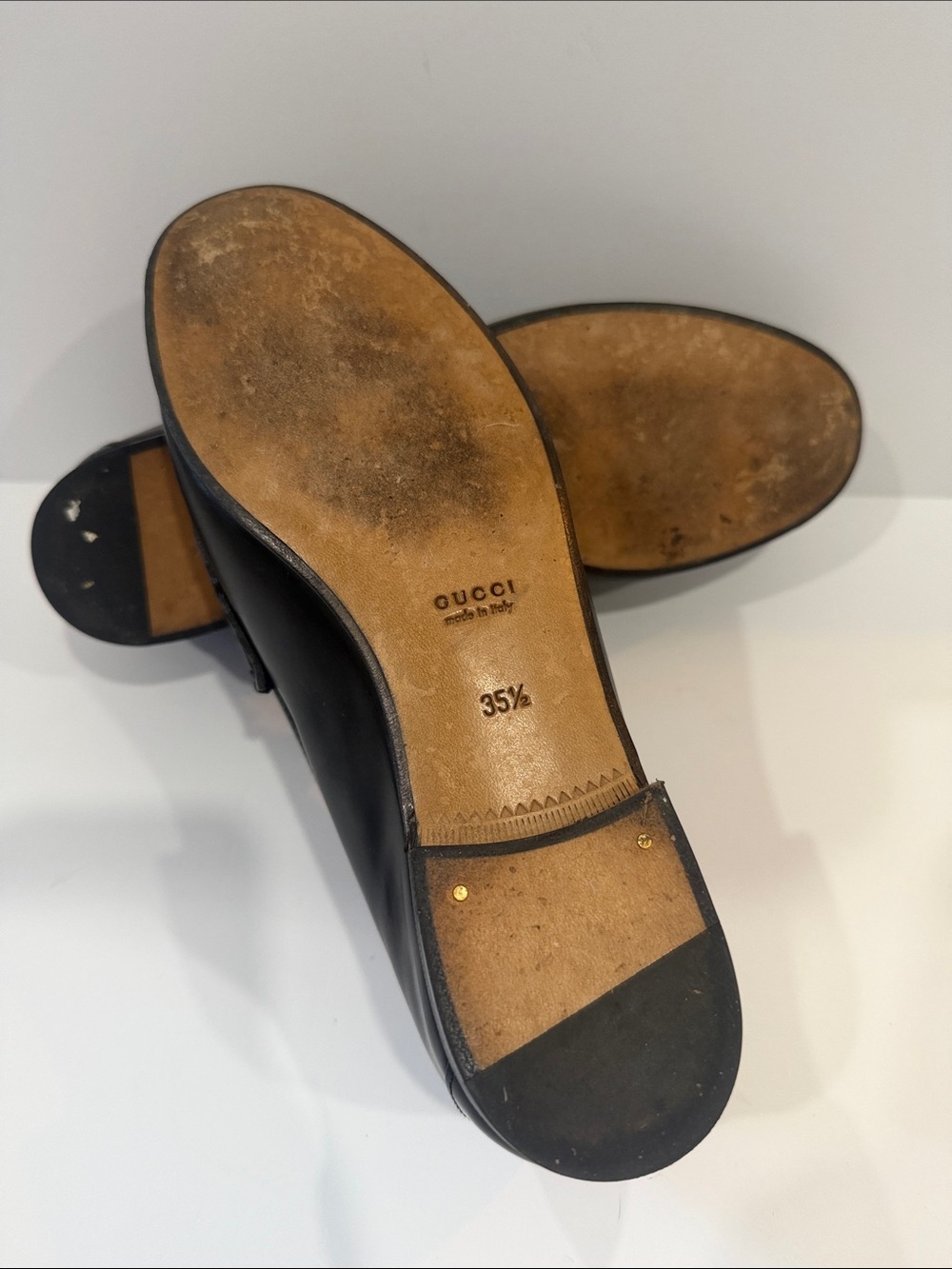 Black Leather Women’s Horsebit Loafers with Gold Hardware - Picture 6 of 6